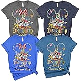 Custom Family Trip 2026 T-Shirt, Mickey Minnie Castle Characters Graphic Tee, Unisex Cotton Blend Crew Neck Short Sleeve, Personalized Family Vacation Shirt