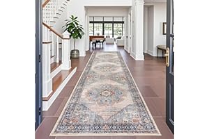 TOPRUUG Washable Runner Rug 4x12 - Hallway Runner Rug Kitchen Rugs and Mats Non Skid Washable Waterproof Carpet Runner for Living Room Bedroom Bathroom (Blue, 4X12)