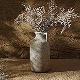 SEICASAYA Rustic Ceramic Farmhouse Flower Vase, Whitewashed Ceramic Clay Decorative Vase for Fresh and Dried Flowers, Home De
