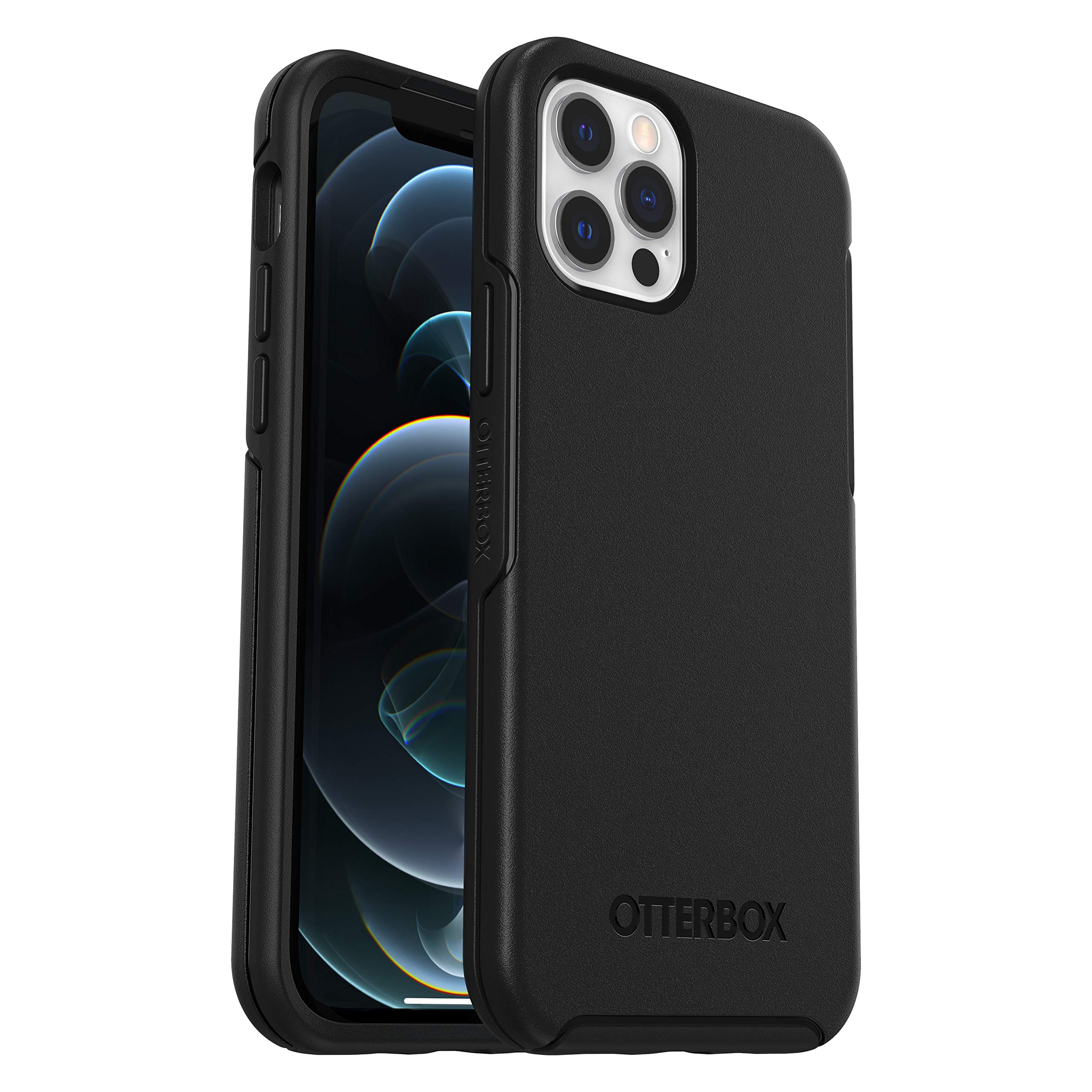 OtterBox Symmetry Case for iPhone 12 / iPhone 12 Pro, Shockproof, Drop proof, Protective Thin Case, 3x Tested to Military Standard, Antimicrobial Protection, Black, No Retail Packaging