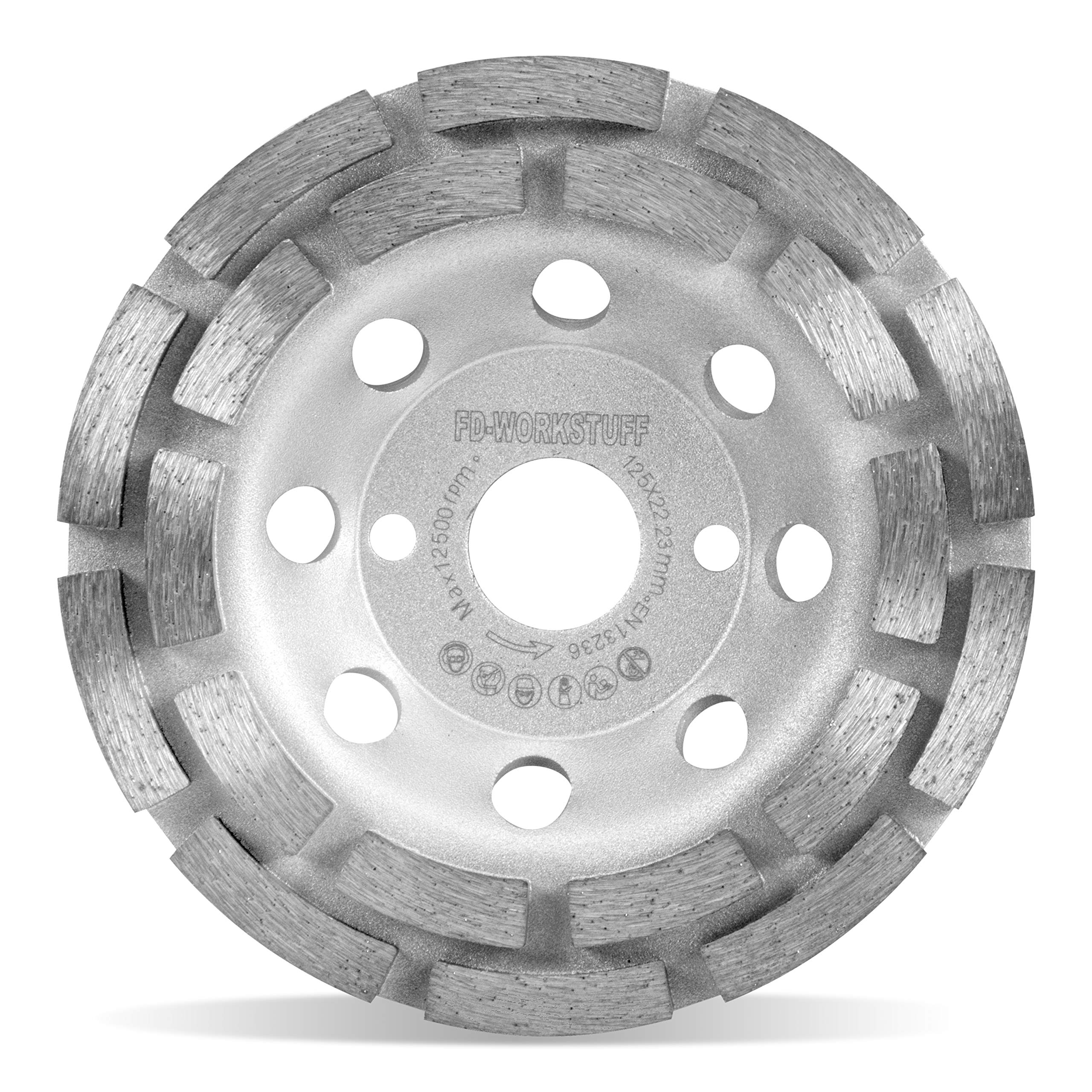 Premium Diamond Cup Wheel 125mm x 22.2mm – 2 Rows – for Concrete, Granite, Masonry & Natural Stone – Compatible with Angle Grinders