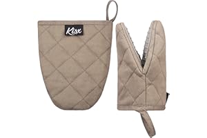KISX Oven Mitts Heat Resistant – (Grey Color) Mini Oven Mitts, Silicone Gloves Heat Resistant, Kitchen Gloves for Cooking, Silicone Oven Mitts & Pot Holders Sets, Kitchen Pot Holders & Oven Mitts Sets