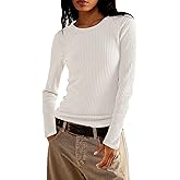 Jar of Love Long Sleeve Shirts for Women Waffle Knit Tops Crew Neck Thermal Shirts Fall Outfits Fahsion Clothes