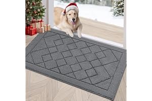 REFETONE Indoor Doormat, Front Back Door Mat 20"x32" Rubber Backing Non Slip Mats, Absorbent Washable Entrance Doormat for Entryway, Resist Dirt Low-Profile Inside Floor Mats for Muddy Shoes, Grey
