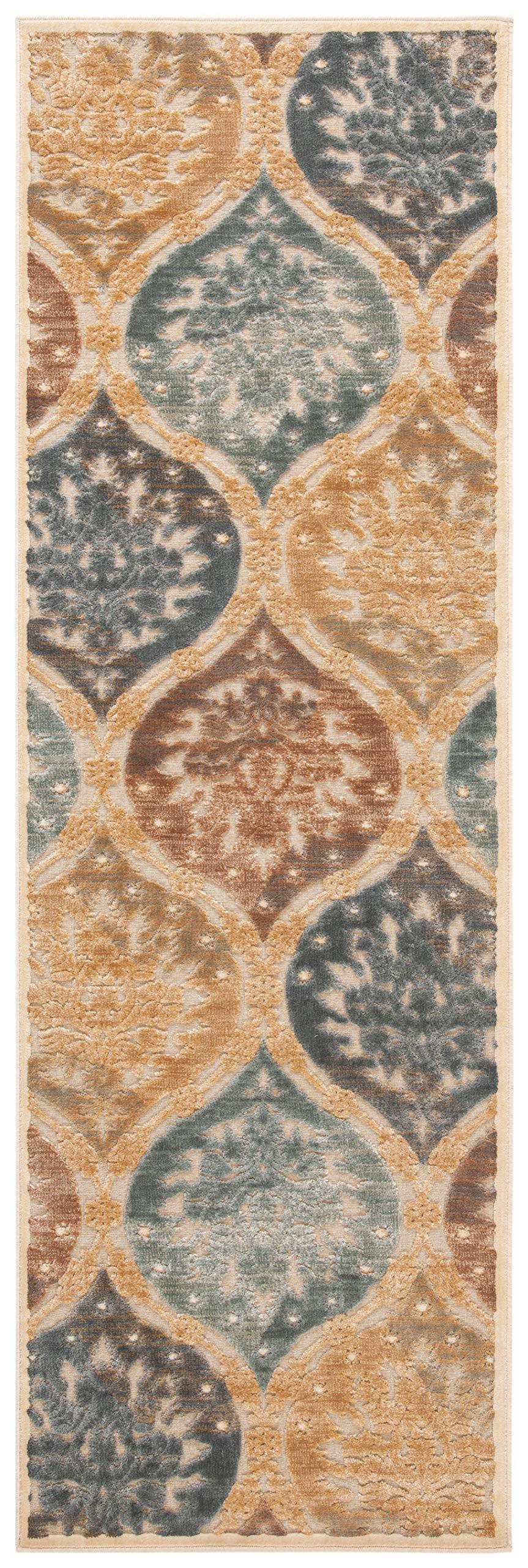 Safavieh Transitional Indoor Woven Rectangle Area Rug, Paradise Collection, PAR189, in Cream / Multi, 74 X 229 cm for Living Room, Bedroom or Any Indoor Space
