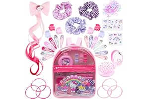 Get Trend Hello Kitty Sanrio Hair Accessories, Clear Backpack for Girls, Kawaii Hair Ties, Clips, Stickers, Brush, Scrunchies, Gifts for Girls (Pink Hello Kitty)