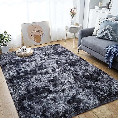 Lommegy Rugs Living Room Fluffy Washable Area Rugs 120 x 160 cm for Bedroom High Pile Non-Slip Modern Rug Shaggy Soft Floor Carpets Mat for Children's/Living Room