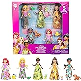 Mattel Disney Princess & Friends Set with 5 Posable Small Dolls in Removable Skirts or Pants & 5 Friend Figures, Inspired by