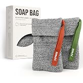 ZOMCHI Soap Saver Bags for Bar Soap, 2 Pack, Deep Texture Grey | Nylon Mesh Helps Create Rich Lather, Hanging Loop, Quick Drying Design, Roomy Pouch For Bath And Shower Routines
