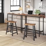 VASAGLE Bar Stools Set of 2 Saddled Seat 60 cm Rustic Brown Black LBC074B01 view 2