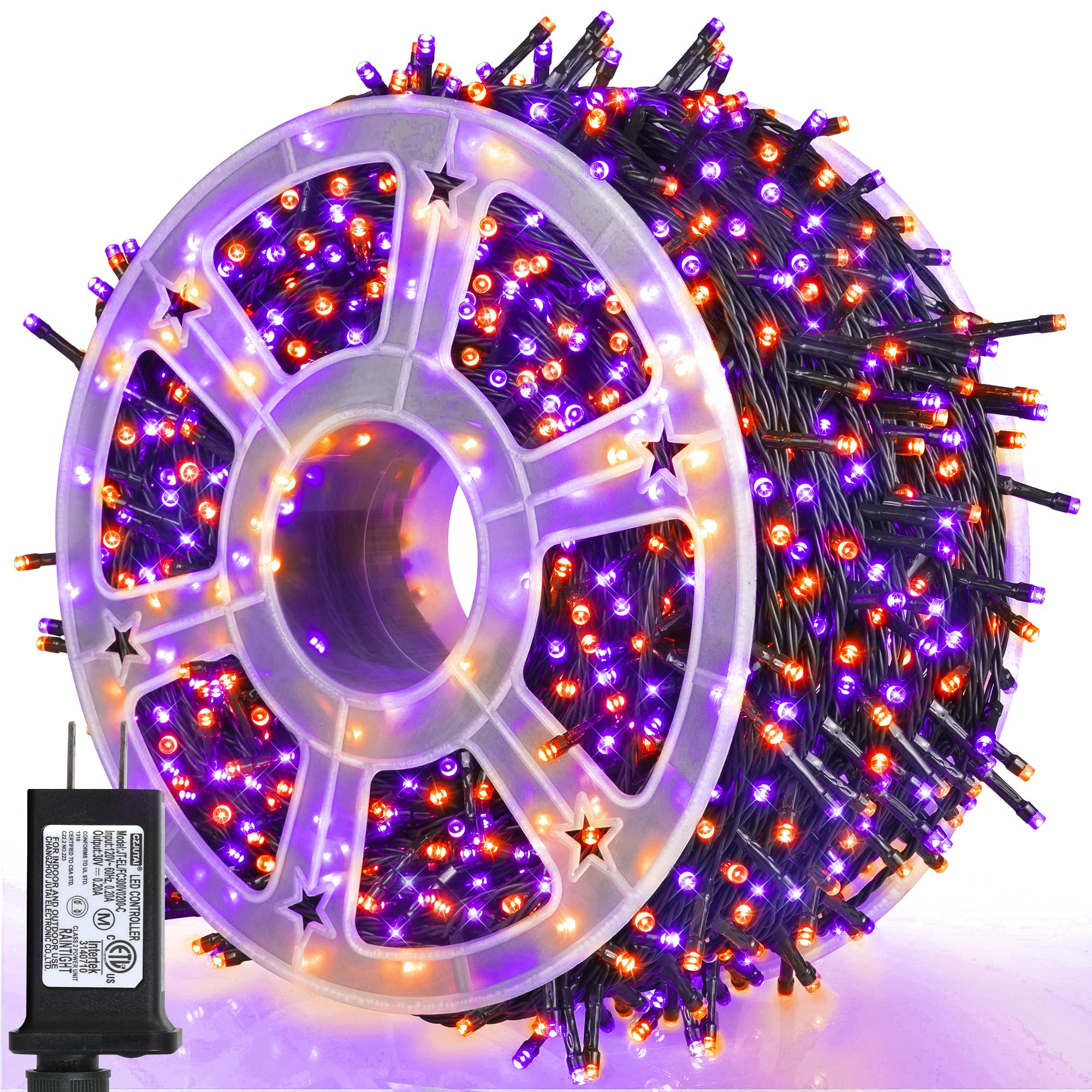 Photo 1 of weillsnow 164FT 500 LED Halloween Lights, 8 Modes Waterproof Plug in String Lights for Halloween Indoor Outdoor Yard Party Wedding Garden Home Decorations (Purple & Orange)