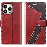CIVICASE for iPhone 14 Pro Wallet Case,Leather Flip Case [RFID Blocking] Credit Card Holder Folio Magnetic Stand TPU Shockproof Cover Color Matching for iPhone 14 Pro (6.1") Red Brown