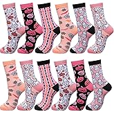 HooLing 12 Pairs Halloween Ghost Socks Pink Halloween Socks Pumpkin Ghost Bat Funny Cotton Holiday Socksfor Woman Girls Costume Party Supplies