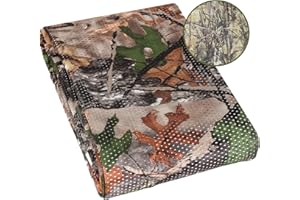 Lenotos Double Sided Camouflage Mesh Fabric, Quiet and Soft Camo Netting for Hunting, Tree Stand, Multi Size & Cut