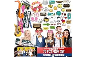 SOUL SHIFT 70 Pc Large Premium Photo Booth Props Set for All Occasions - Wedding Props, Birthday Props, Graduation Prop, Infl