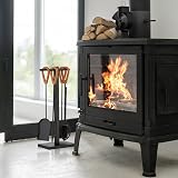 Relaxdays 5pc Fireplace Tool Set Black Metal Stand Ash Shovel Broom Tongs view 2