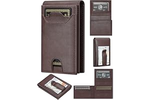furid Leather Slim Wallet for Men Minimalist: Magnetic Closure Bifold Front Pocket Wallets with Money Clip - Rfid Credit Card Holder Wallet - Gifts for Men at Birthday