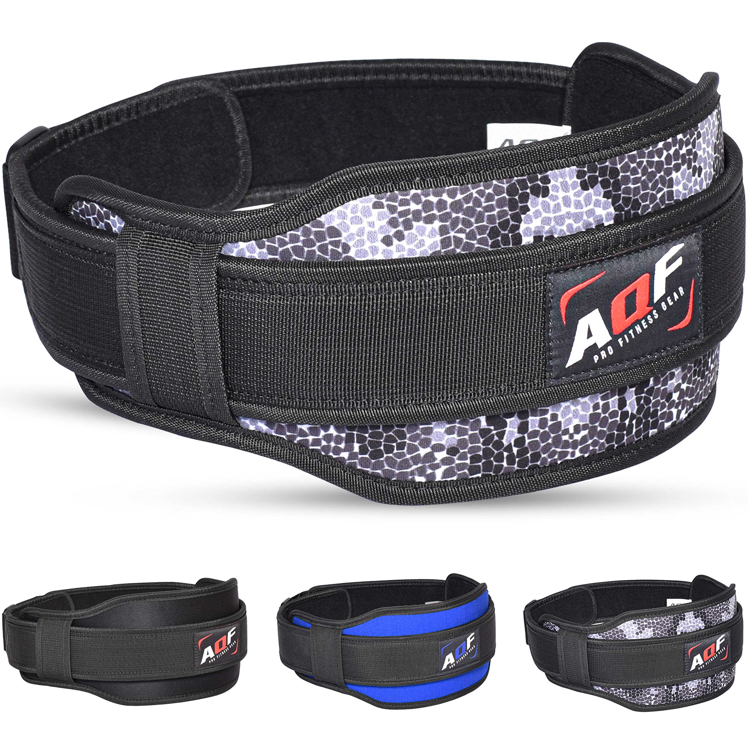 AQF Weight Lifting Belt Back Support Contoured 5.5 Inch Neoprene Back & Core Lumbar Support for Bodybuilding, Powerlifting, Squats, Deadlifts, Strength Training & Exercise (Dotted Camo, L)