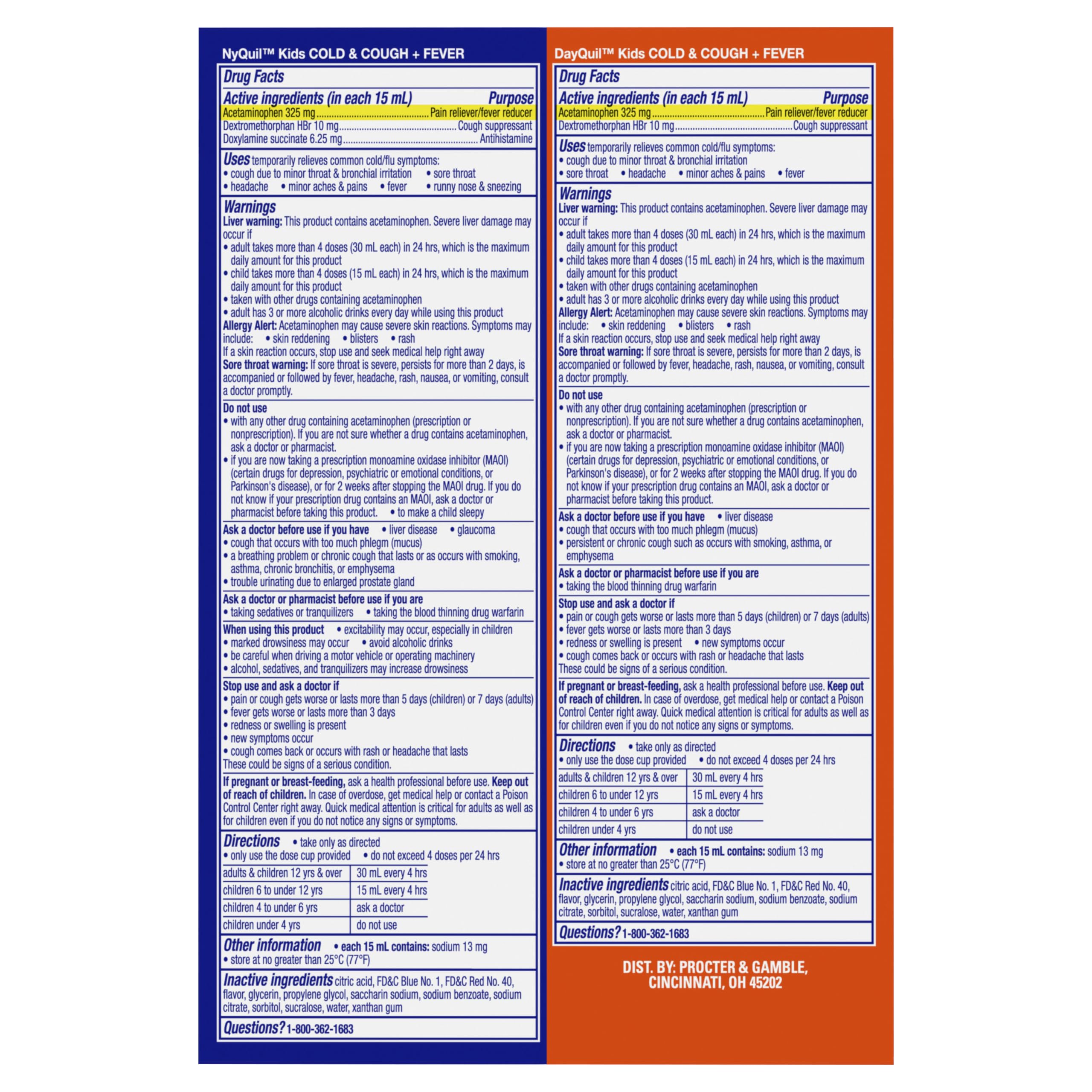 Vicks DayQuil and NyQuil Kids Grape Cold & Cough + Fever Multi-Symptom Relief Liquid Co-Pack, Specially Formulated for Kids Ages 6+, 2x8 OZ