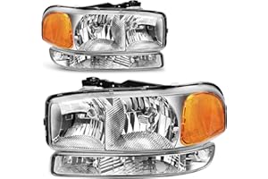 AUTOSAVER88 Headlights Assembly Compatible with 99-06 GMC Sierra 1500 2500/01-06 Sierra 1500HD 2500HD 3500/2007 Sierra 1500 1500HD 2500HD 3500 Classic / 00-06 GMC Yukon XL Headlamp