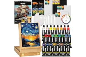 VISWIN 62 Pcs Acrylic Paint Set with Easel Box, Painting Kit with 24 Acrylic Paints, Canvases, Brushes, Palette, Paper Pad, Art Supplies, Art Set Gift for Adults, Students, Beginners, Artists