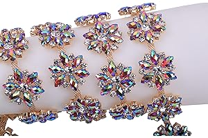 KAOYOO 1 Yard Flower Pattern Rhinestone Chain Trim for Sewing Craft,Wedding,DIY Decoration