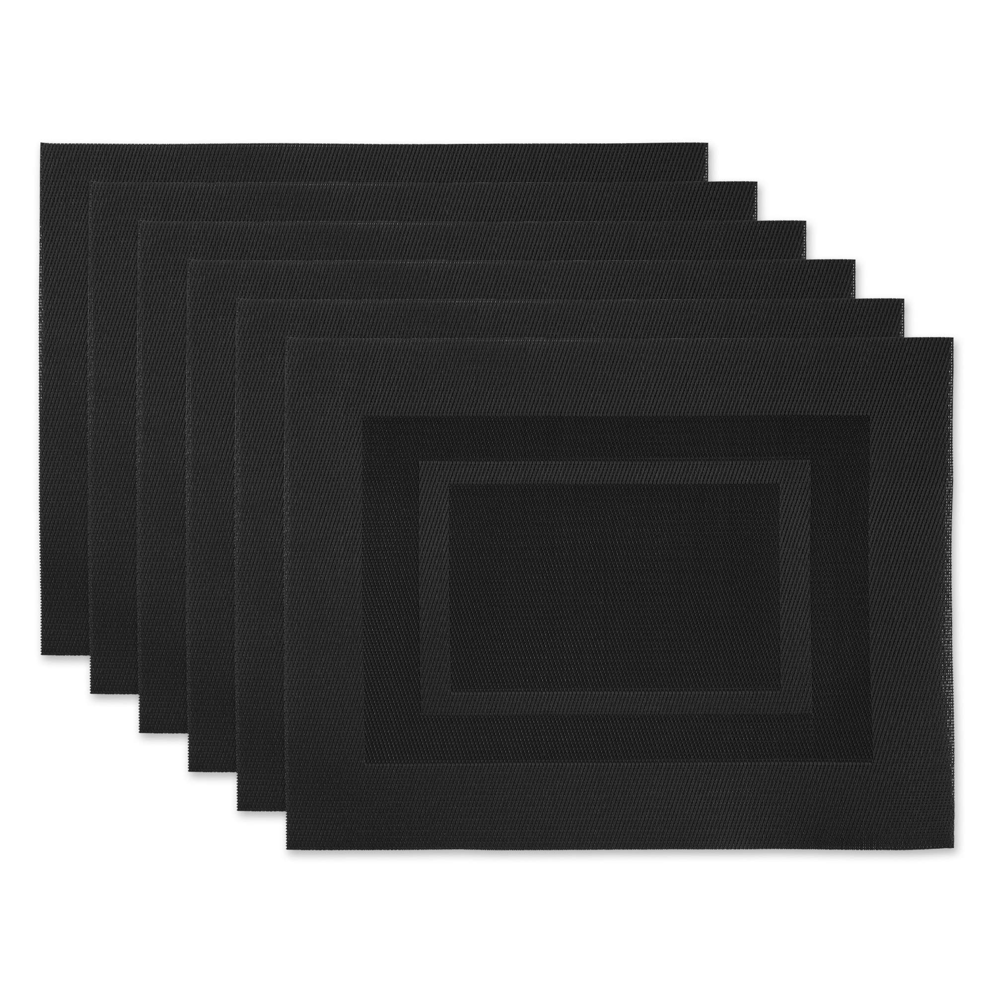 DII Woven Indoor Outdoor, Polyvinyl Chloride, Black, Placemat Set, 13x17.25