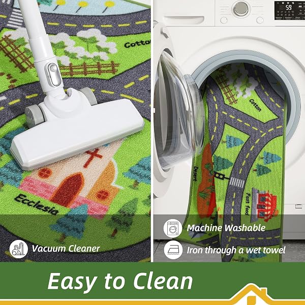 BEQHAUSE KIDS ROOM RUGS CITY LIFE, 32″X60″ EDUCATIONAL ROAD TRAFFIC KIDS RUG, NON SLIP WASHABLE KID CARPETS FOR CHILDREN ROOM BEDROOM PLAYROOM NURSERY ROOM DECOR