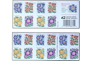 UNITED STATES POSTAL SERVICE USPS Mountain Flora (Booklets of 20) (Wood Lily, Alpine Buttercup, Woods Rose, Pasqueflower) Postage Forever Stamps US First Class Wild Flowers Garden Wedding Valentine 2022 Scott #5672-5675