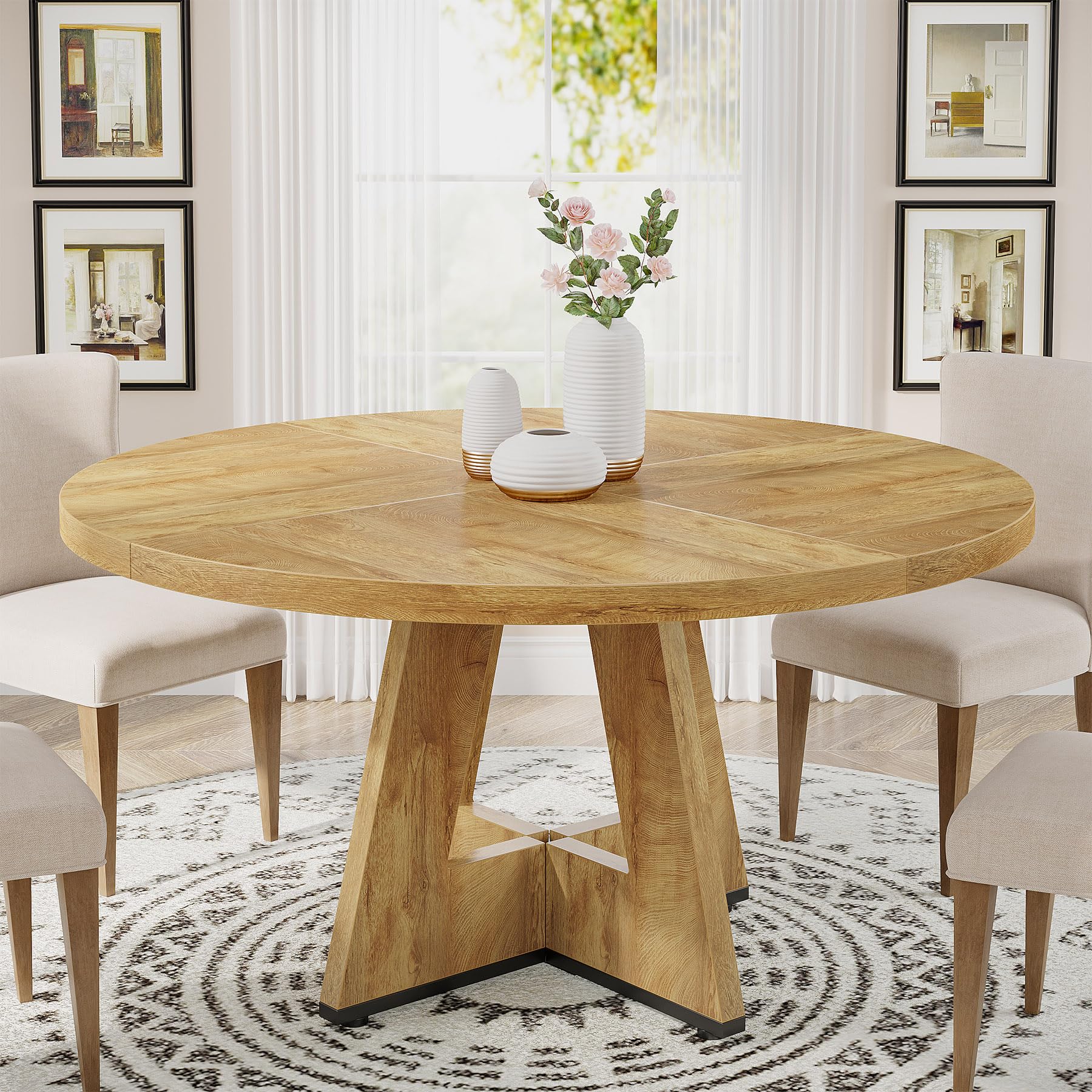 Tribesigns Round Dining Table Wood Kitchen Table