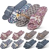 Mepase 8 Pairs Cotton House Indoor Slippers for Guests Washable Home Open Toe Slippers for Women Men