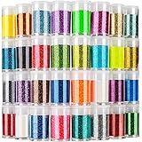 LEOBRO Glitter, Fine Glitter for Resin, Set of 32 Colors Glitter, Extra Fine Resin Glitter Powder, Craft Glitter for Epoxy Re