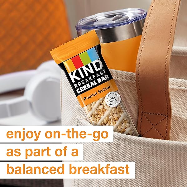 KIND BREAKFAST CEREAL BARS, PEANUT BUTTER, HEALTHY SNACKS, GLUTEN FREE, 100% WHOLE GRAINS, 3G PROTEIN, 6 COUNT
