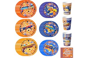 Dart War Birthday Party Tableware, 24 Guests Dart War Party Tableware Set Including Darts Battle Birthday Plates Napkins Pape