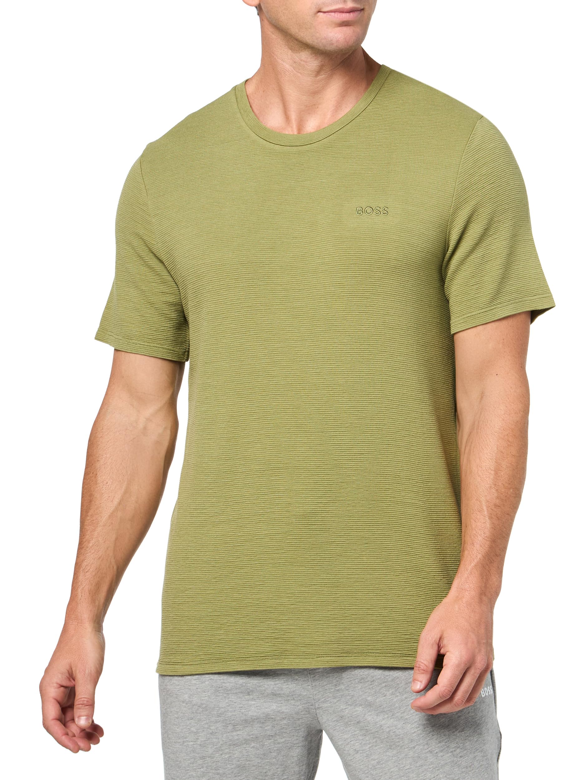 BOSS, Soft Ribbed Short Sleeve T-Shirt, split pea, XXL