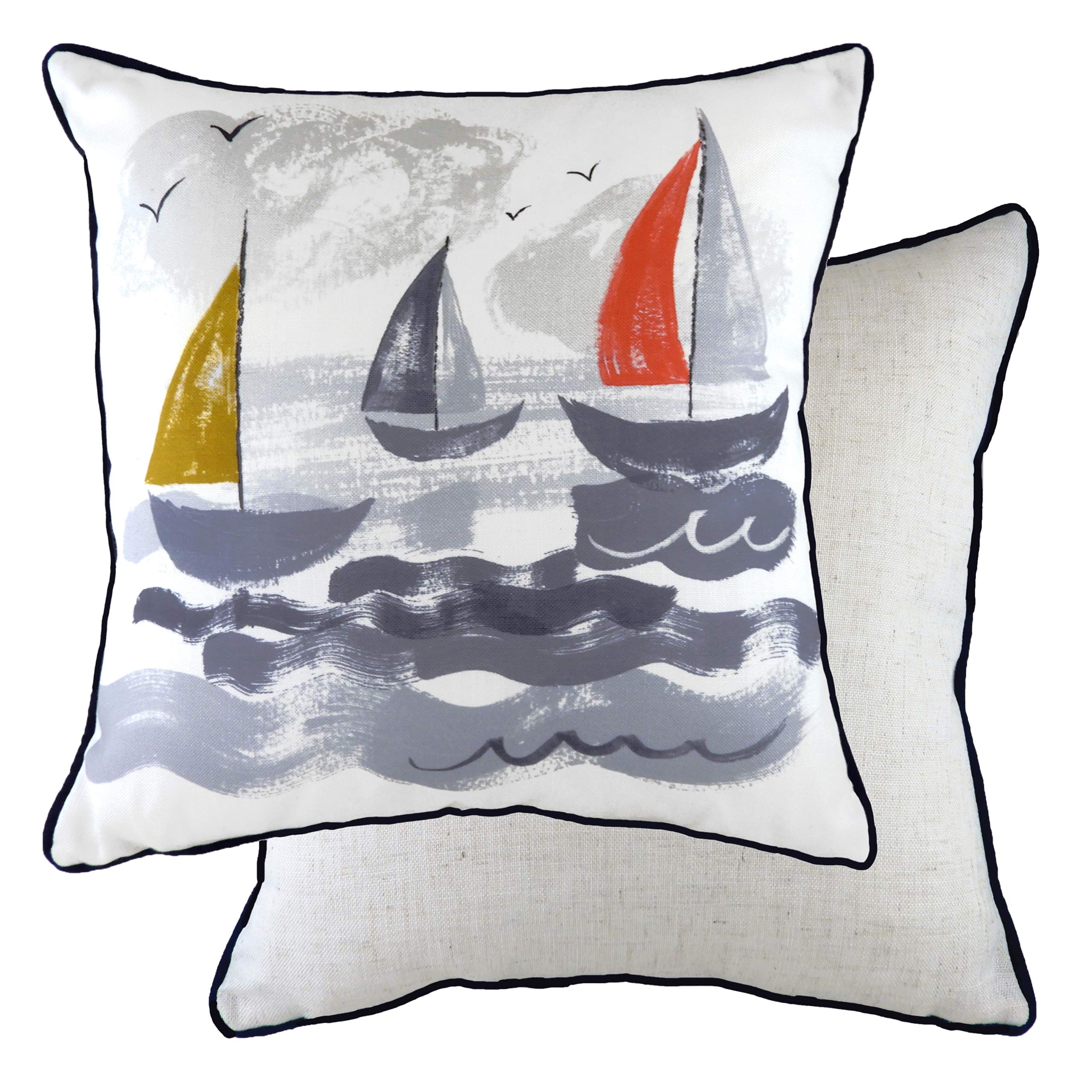 Evans Lichfield Nautical Sailboats Feather Filled Cushion, Multi, 43 x 43cm
