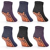 DECOVICI Non Slip Kids Grip Socks Slipper Socks with Grips for Boys 2-13 Years Trampoline Train Home 6/12 Pairs
