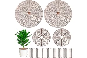 Newtay 4 Pcs Plant Pot Grid Soil Protector Covers Cuttable Flower Cover from Animals 20.5" 11.8" Cat Digging Stopper Plant Pot Cover with Stakes for Indoor Outdoor Gardening(Brown)