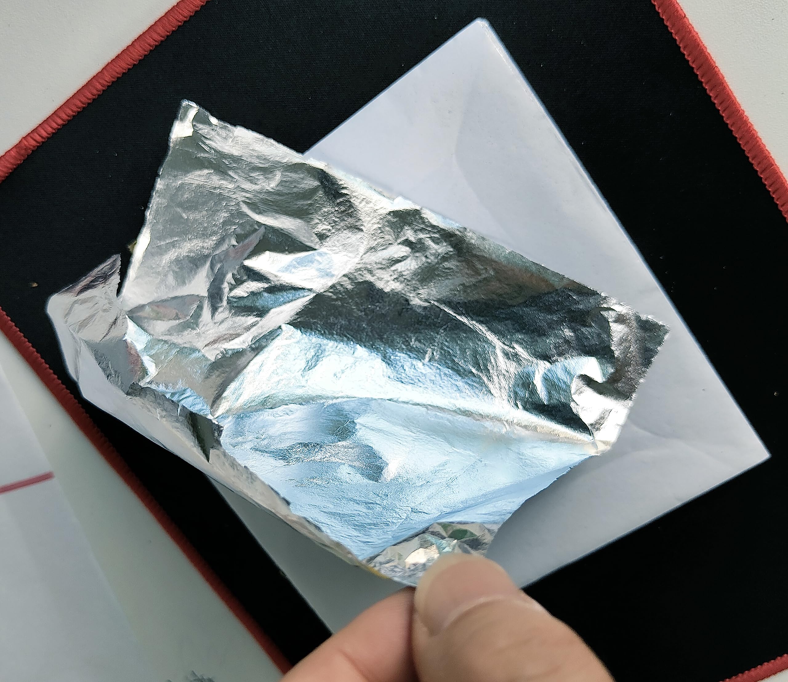14X14cm Metal Leaf Sheets Imitation Gold,Silver,Copper Leaf Sheet for Arts, Gilding Crafting, Painting, Furniture Decoration, oose Leaf Interleaved (Imitation Silver)