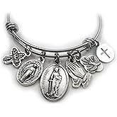 St. Dymphna Bangle Bracelet, Patron Saint of Mental Health, Anxiety, Depression