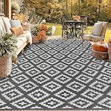 Homcomodar Large Outdoor Rug 270x365cm Grey Waterproof Reversible Patio view 7