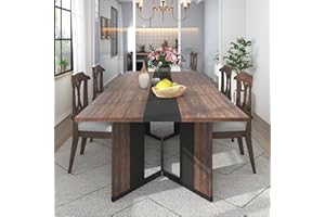Hlivelood 71Inch Dining Table for 6 People,Modern Brown Rectangular Kitchen Table W/Waterproof Wood Tabletop,Farmhouse Long Dining Room Tables W/Adjustable Legs&Metal Frame for Kitchen Living Room