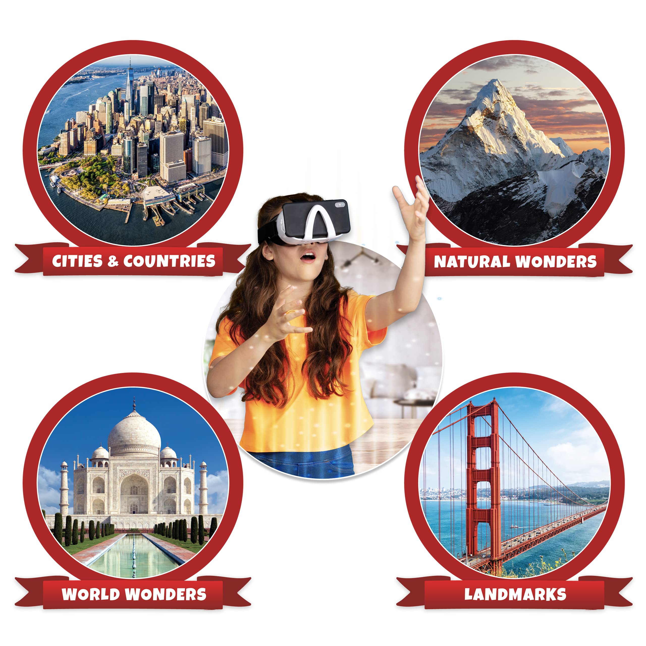 Professor Maxwell's VR Atlas - Virtual Reality Kids Science Kit, Book and Interactive Geography STEM Learning Activity Set (Full Version - Includes Goggles)