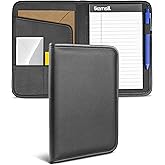 Samsill Professional Padfolio, Faux-Leather Mini Portfolio, with 5 x 8 Writing Pad, Black