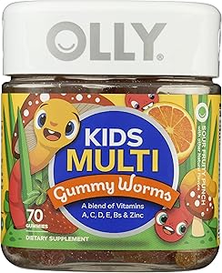 OLLY Kids Multivitamin Gummy Worms, Overall Health and Immune Support, Vitamins and Minerals A, C, D, E, Bs and Zinc, Chewabl