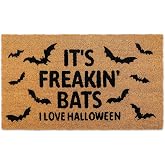 AnyDesign Halloween Coir Outdoor Doormat Freakin Bats I Love Halloween Door Mat Non-Slip Floor Mats Entrance Door Rug for Holiday Trick or Treat Decor, 16.5 x 29 Inch
