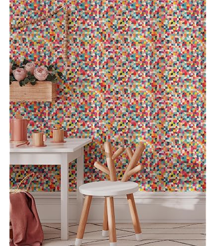 Ismoon 17.3" X 137" Peel And Stick Wallpaper – Boho Colorful Polka Dot, Removable Self-Adhesive Vinyl, Waterproof, For Cabinets, Bathroom, Bedroom, Renter-Friendly