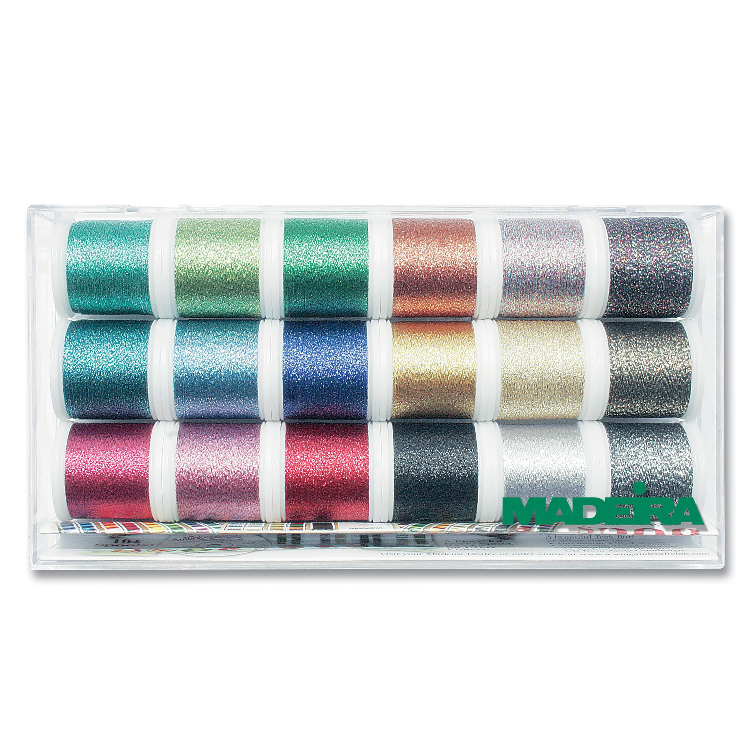 Madeira 8020 Clear Box: Metallic: Supertwist: 18 x 200m: Spools, Multi