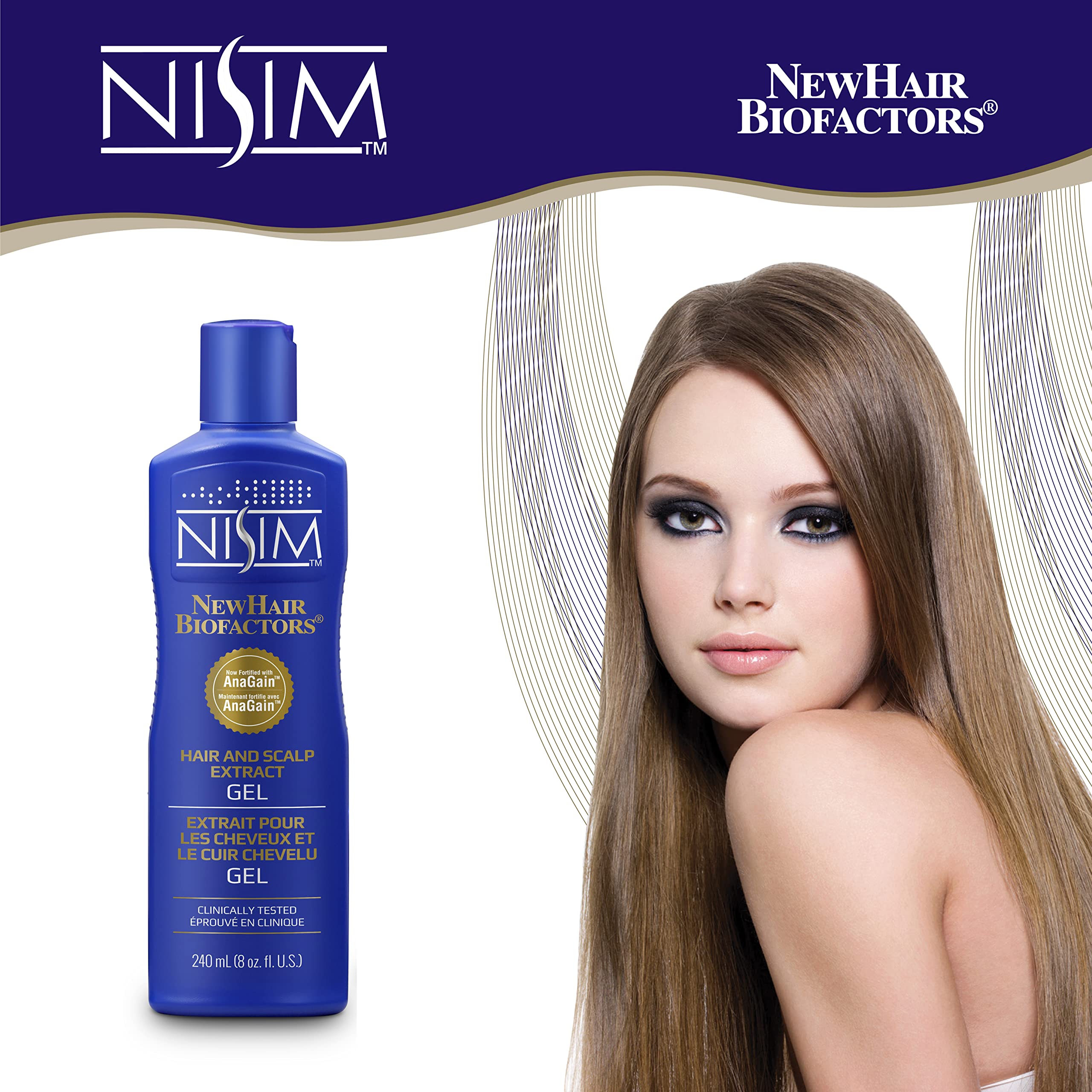 NISIM NewHair BioFactors Hair and Scalp Gel with AnaGain - Specially Formulated for Normal to Dry Hair to Maximize Natural Growth Cycle (8 Ounce / 240 Milliliter)