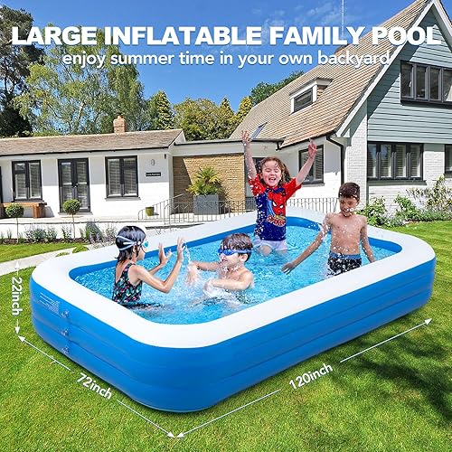 Inflatable Swimming Pools with Pump, Oversized 120